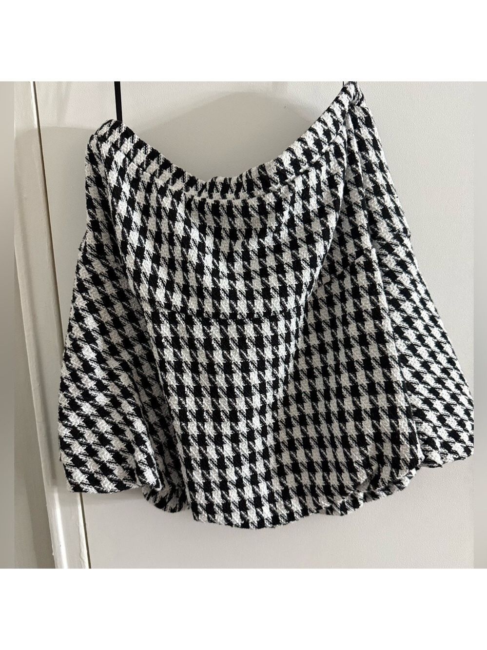 Rnwy Contemporary Fashion Tweed Bubble Hem Mini Skirt Black White Large $29